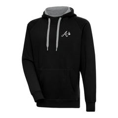 Atlanta Braves Antigua Metallic Victory Pullover Hoodie - Black Hoodies