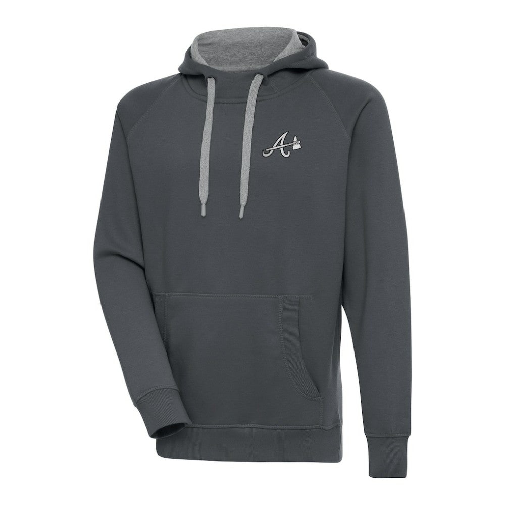 Atlanta Braves Antigua Metallic Victory Pullover Hoodie - Charcoal Hoodies