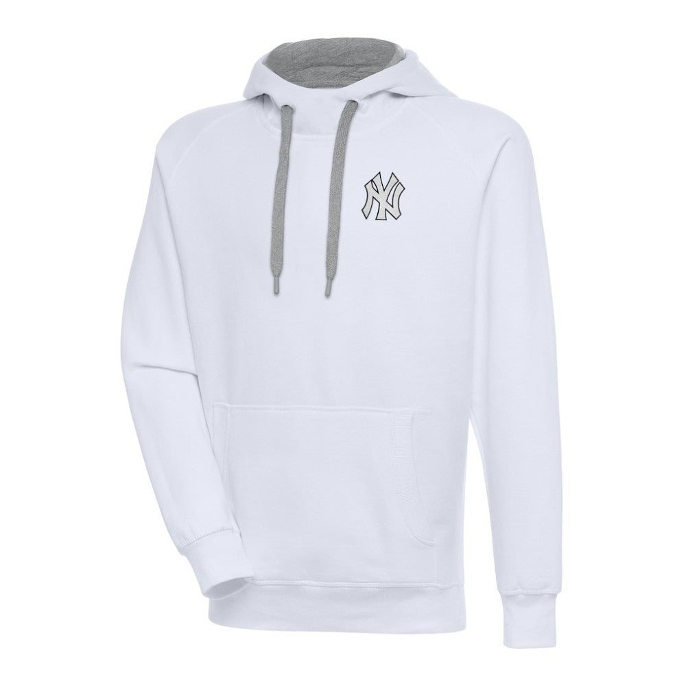 New York Yankees Antigua Metallic Victory Pullover Hoodie - White Hoodies