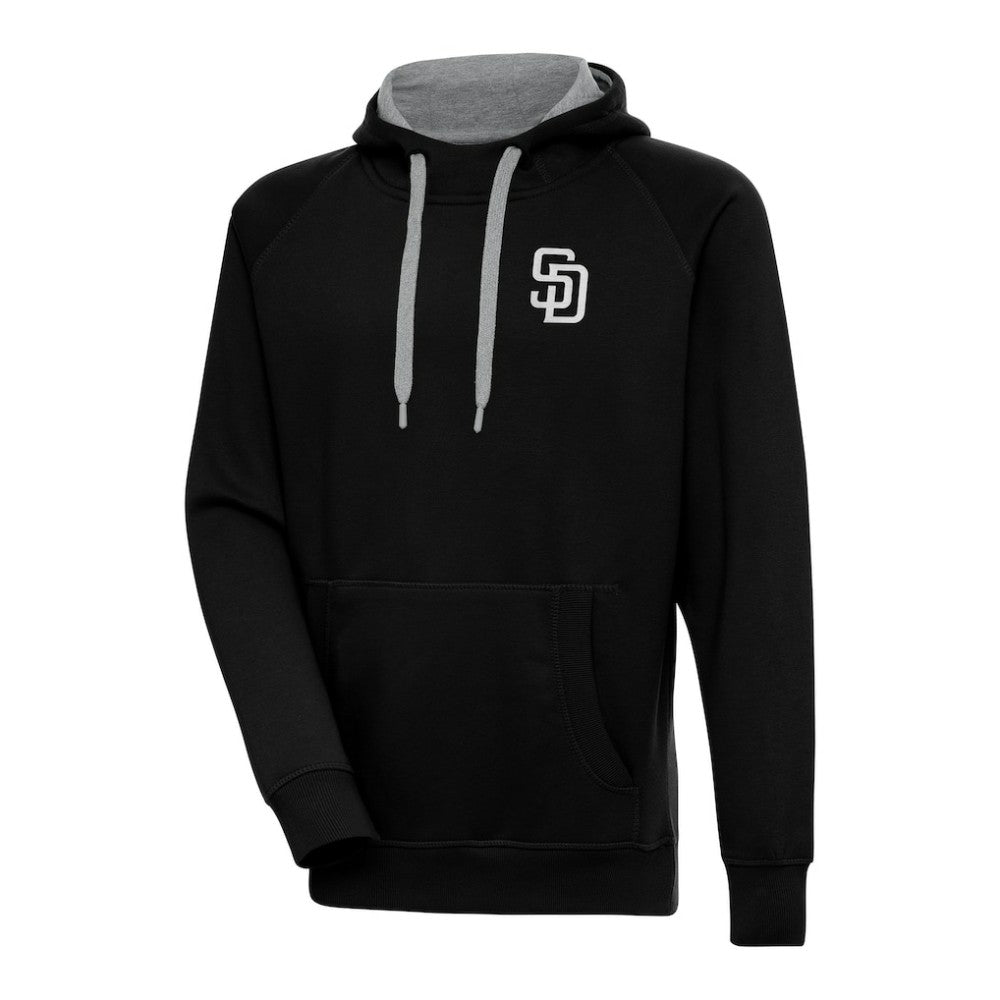 San Diego Padres Antigua Metallic Victory Pullover Hoodie - Black Hoodies