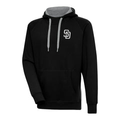San Diego Padres Antigua Metallic Victory Pullover Hoodie - Black Hoodies