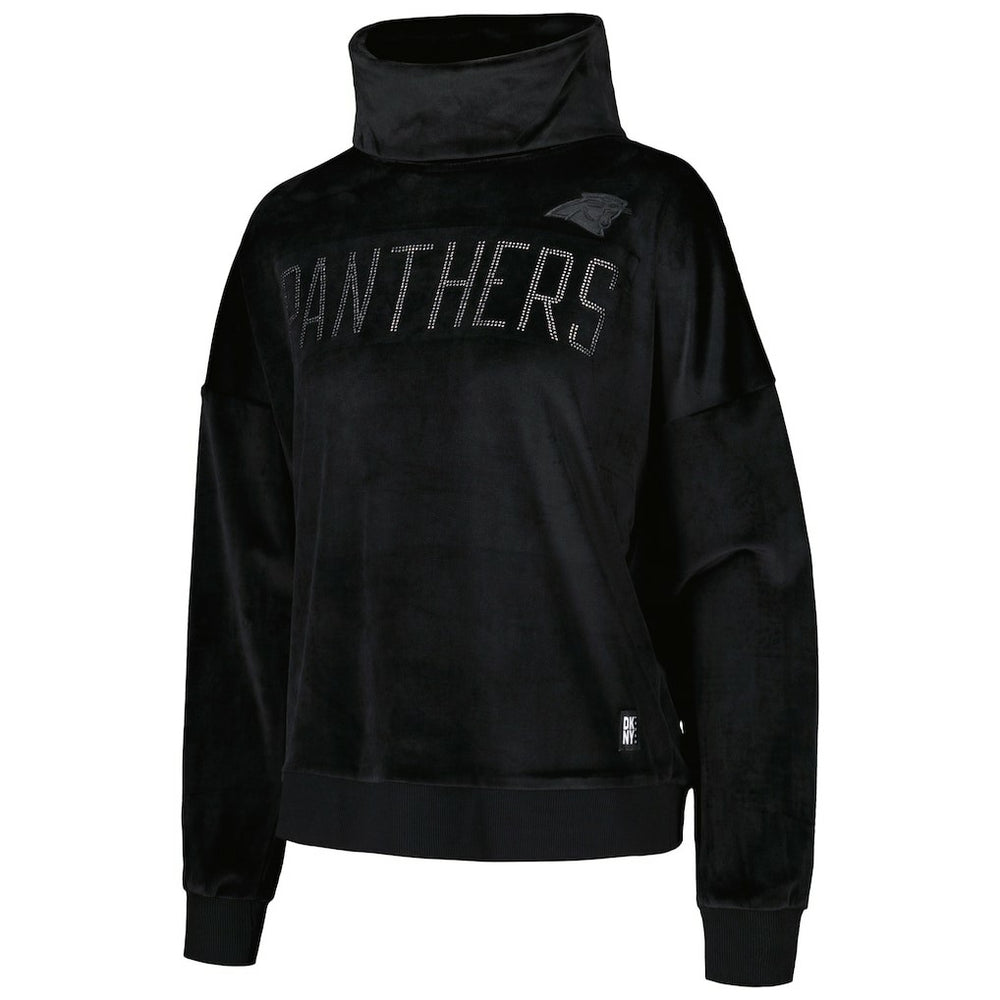 Carolina Panthers DKNY Sport Women's Deliliah Rhinestone Funnel Neck Pullover Sweatshirt Black