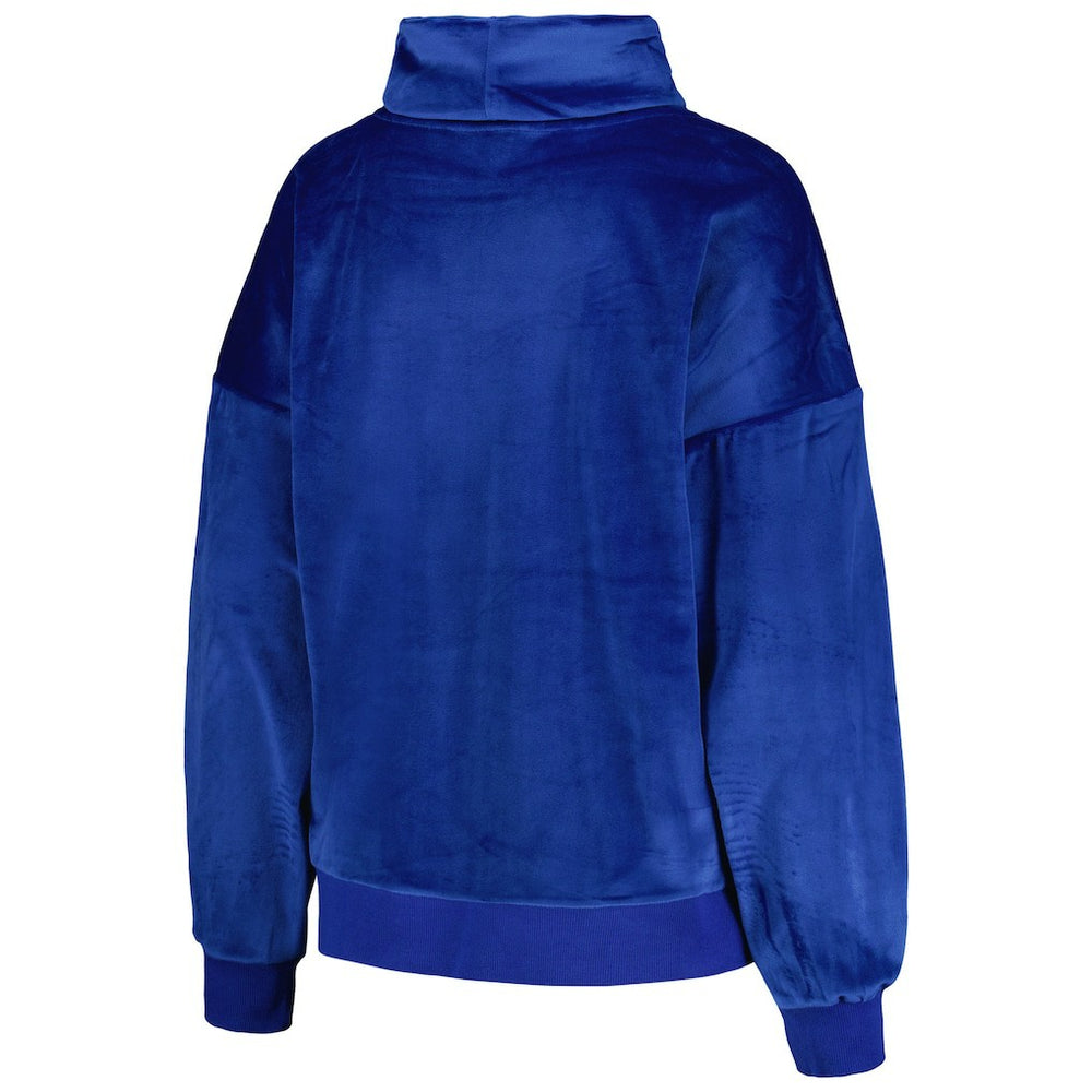 Los Angeles Rams DKNY Sport Women's Deliliah Rhinestone Funnel Neck Pullover Sweatshirt Royal