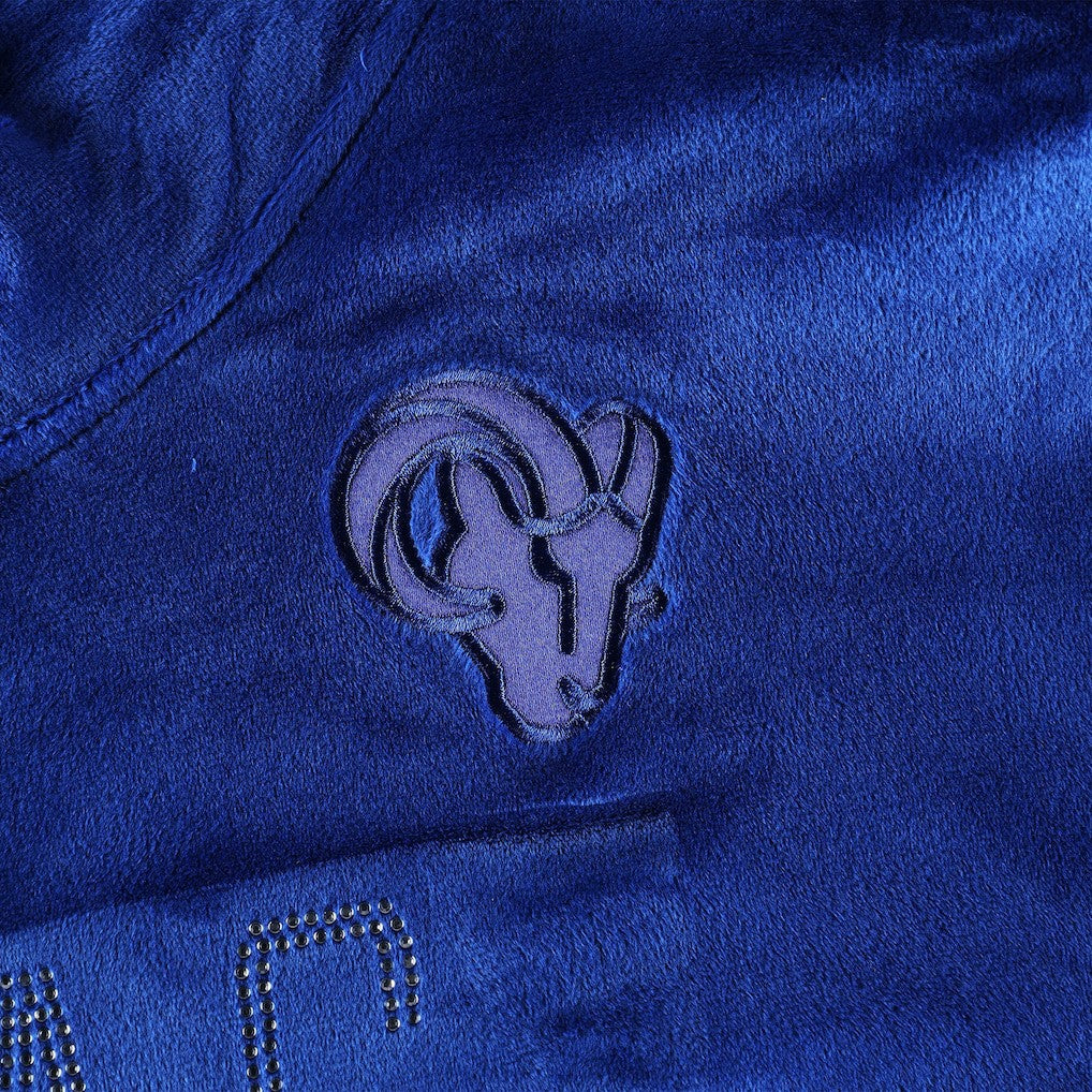 Los Angeles Rams DKNY Sport Women's Deliliah Rhinestone Funnel Neck Pullover Sweatshirt Royal