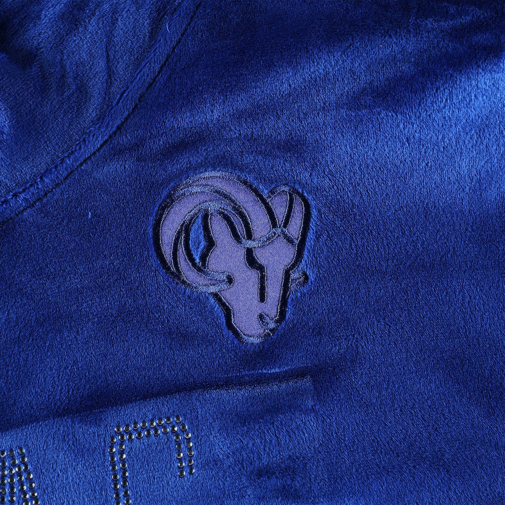 Los Angeles Rams DKNY Sport Women's Deliliah Rhinestone Funnel Neck Pullover Sweatshirt Royal