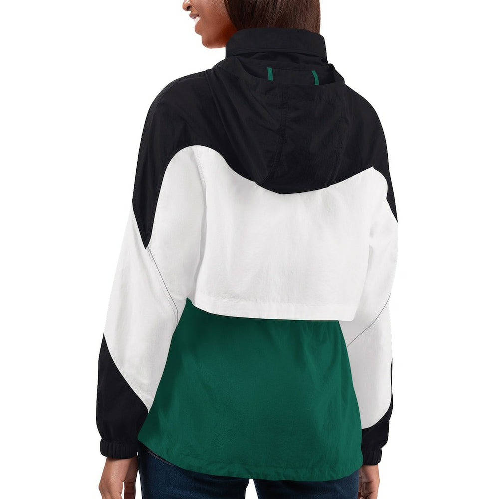 New York Jets G-III 4Her by Carl Banks Women's Tie Breaker Lightweight Quarter-Zip Jacket Green/Black
