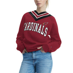 Arizona Cardinals Tommy Hilfiger Women's Heidi V-Neck Pullover Sweatshirt Cardinal