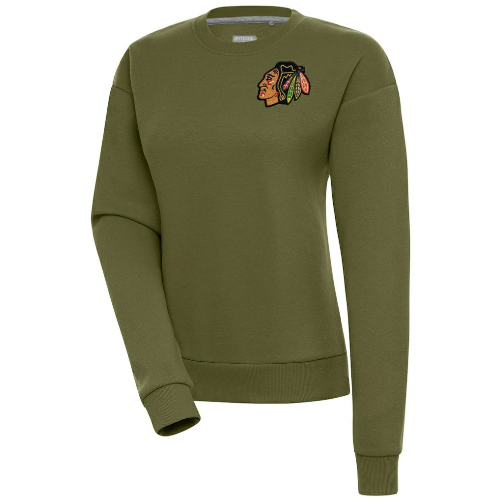 NHL Chicago Blackhawks Antigua Women's Victory Pullover Sweatshirt - Olive