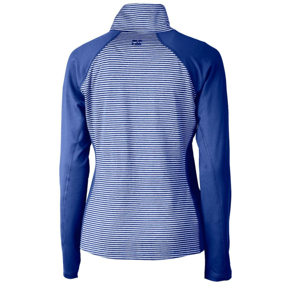 Chicago Cubs Cutter & Buck Women's DryTec Forge Tonal Stripe Half-Zip Top - Royal Tops