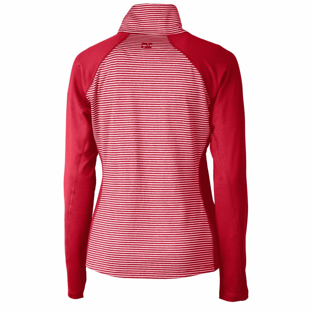 Cleveland Guardians Cutter & Buck Women's DryTec Forge Tonal Stripe Half-Zip Top - Red Tops