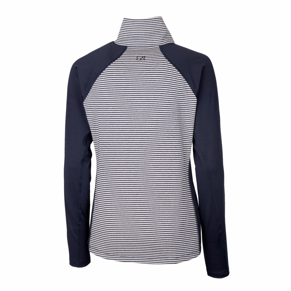 Milwaukee Brewers Cutter & Buck Women's DryTec Forge Tonal Stripe Half-Zip Top - Navy Tops