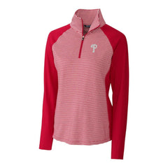 Philadelphia Phillies Cutter & Buck Women's DryTec Forge Tonal Stripe Half-Zip Top - Red Tops