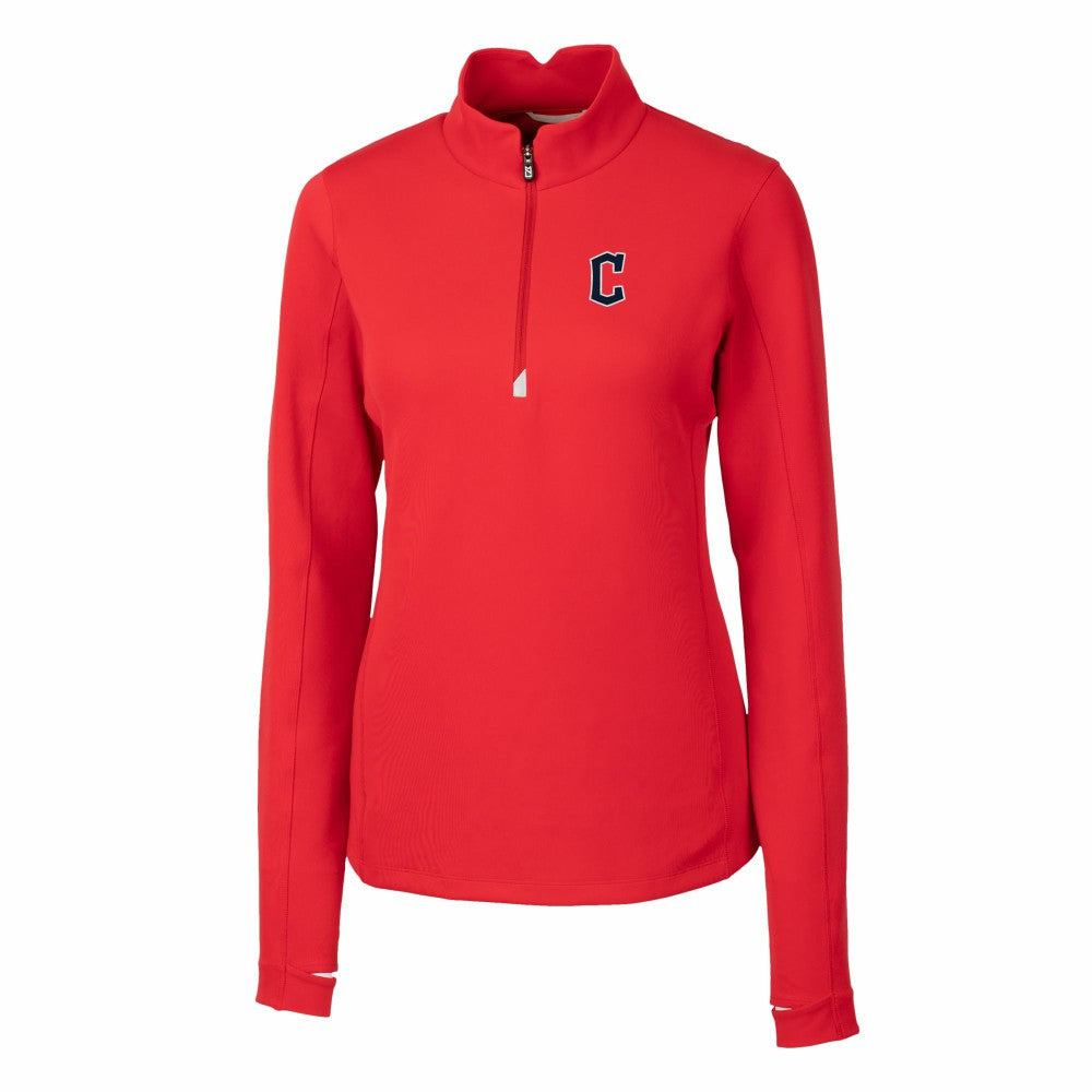 Cleveland Guardians Cutter & Buck Women's DryTec Traverse Stretch Quarter-Zip Pullover Top - Red Pullover
