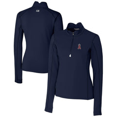 Los Angeles Angels Cutter & Buck Women's DryTec Traverse Stretch Quarter-Zip Pullover Top - Navy Pullover