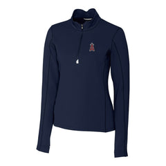 Los Angeles Angels Cutter & Buck Women's DryTec Traverse Stretch Quarter-Zip Pullover Top - Navy Pullover