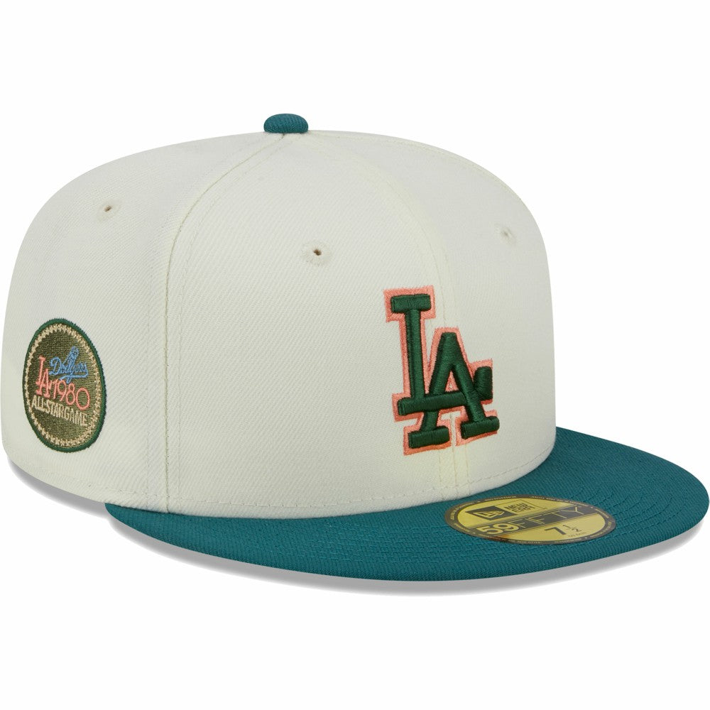 Los Angeles Dodgers New Era Chrome 59FIFTY Fitted Hat - Cream Hats