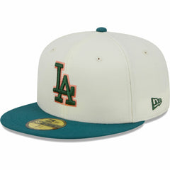 Los Angeles Dodgers New Era Chrome 59FIFTY Fitted Hat - Cream Hats