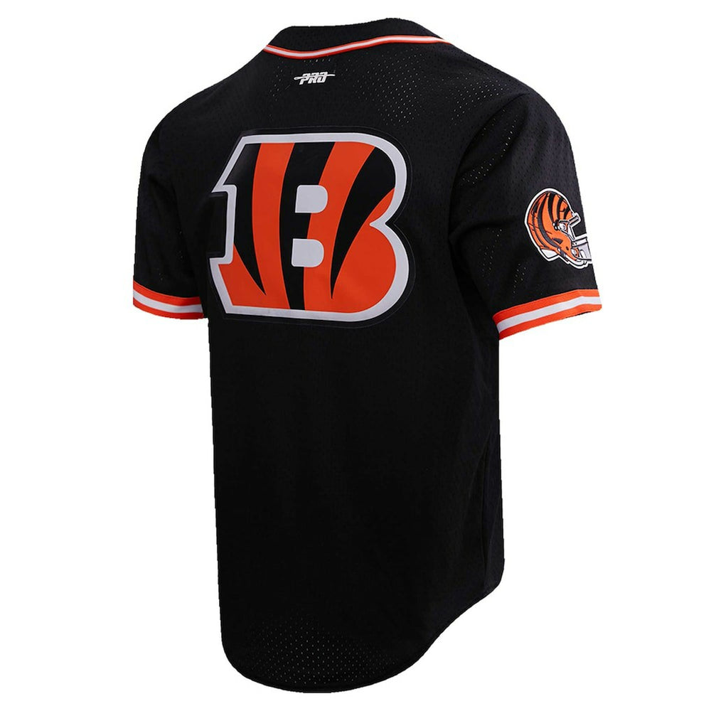 Joe Burrow Cincinnati Bengals Pro Standard Mesh Baseball Button-Up T-Shirt Black