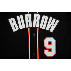 Joe Burrow Cincinnati Bengals Pro Standard Mesh Baseball Button-Up T-Shirt Black