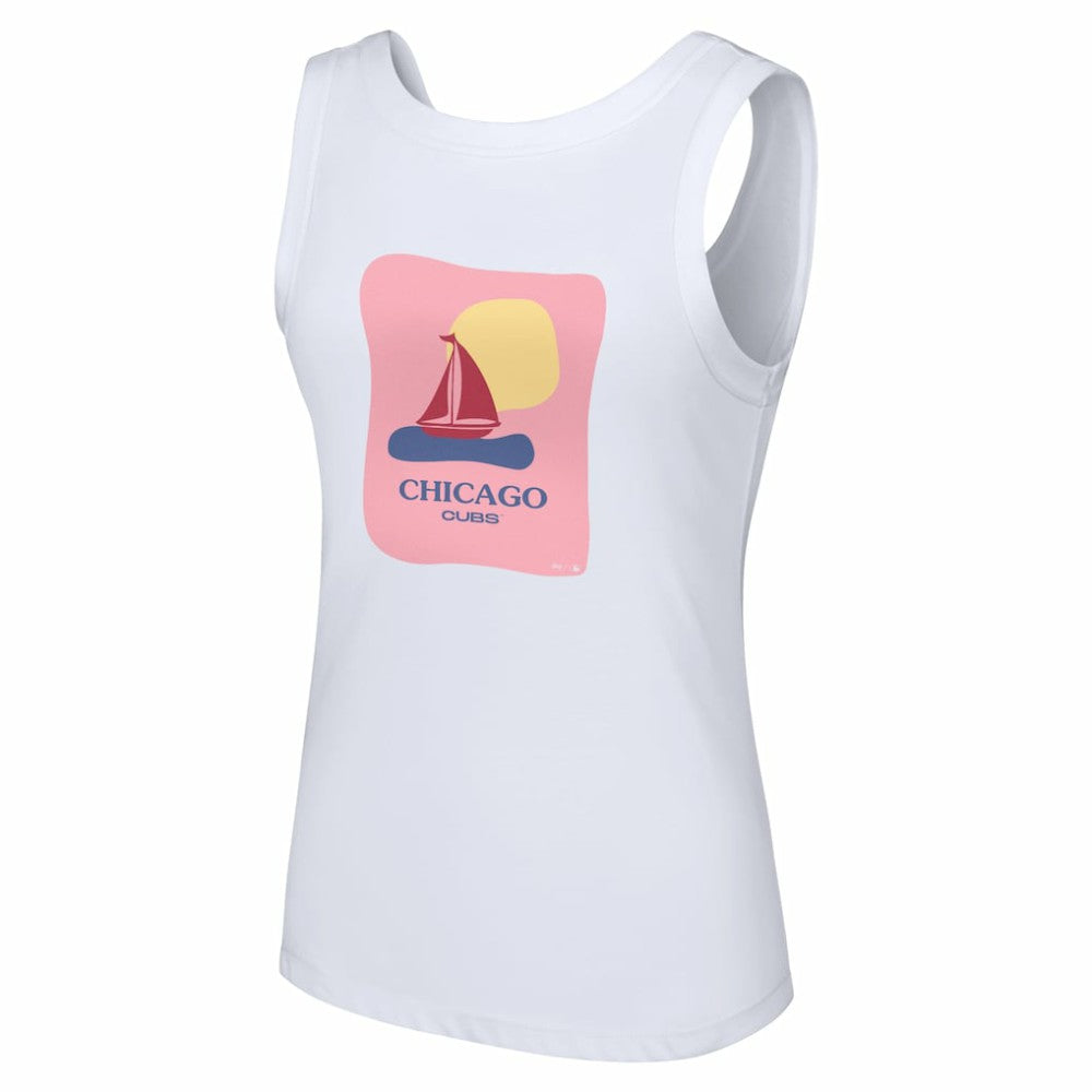 Chicago Cubs Lusso Style Women's Lindy Tank Top - White Tanks