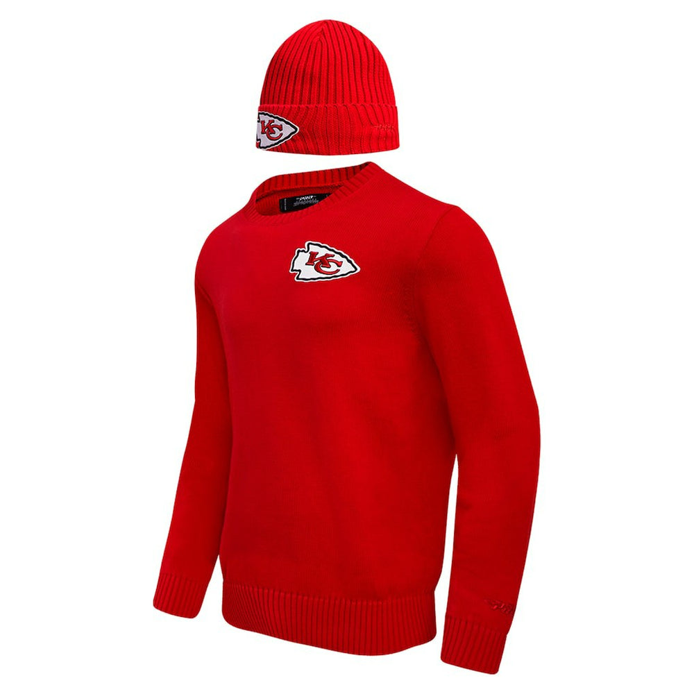 Kansas City Chiefs Pro Standard Crewneck Pullover Sweater & Cuffed Knit Hat Box Gift Set Red