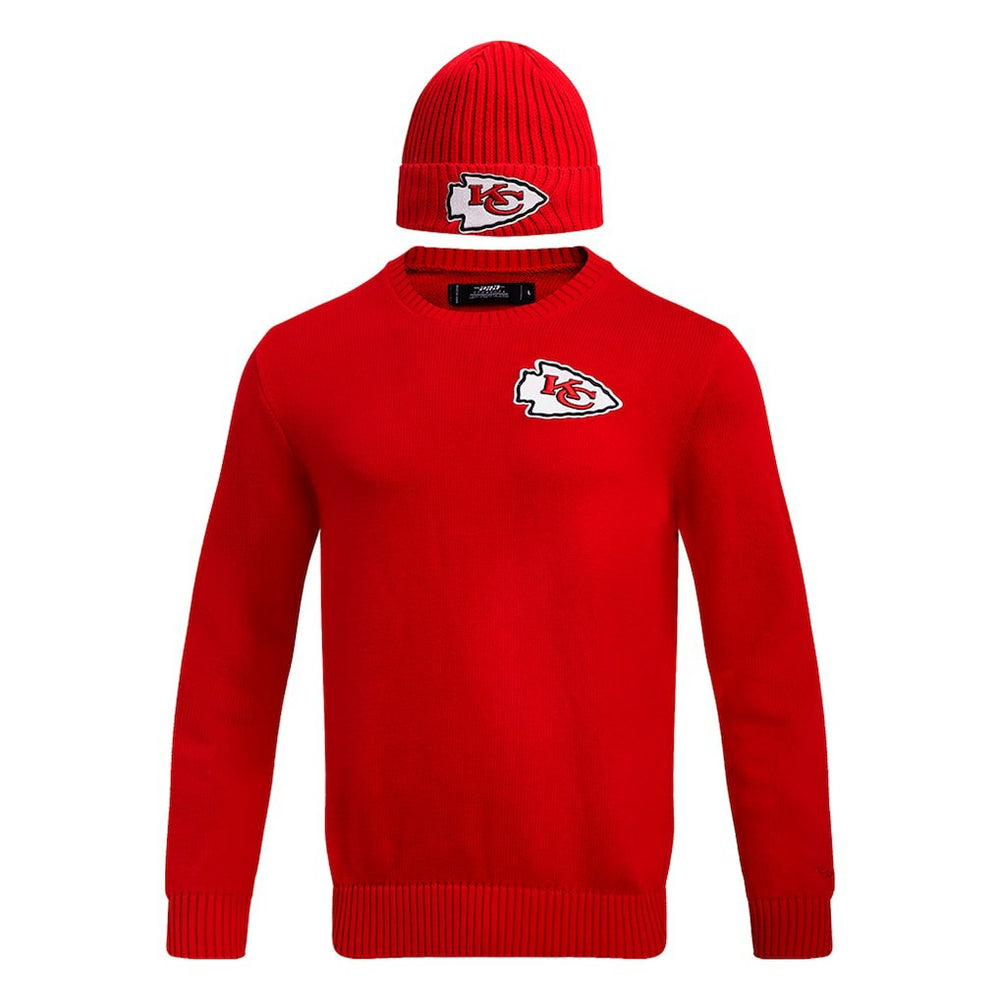 Kansas City Chiefs Pro Standard Crewneck Pullover Sweater & Cuffed Knit Hat Box Gift Set Red