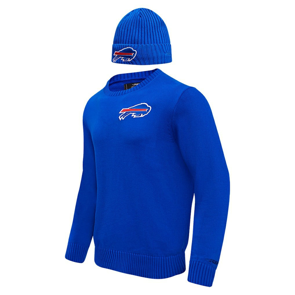 Buffalo Bills Pro Standard Crewneck Pullover Sweater & Cuffed Knit Hat Box Gift Set Royal