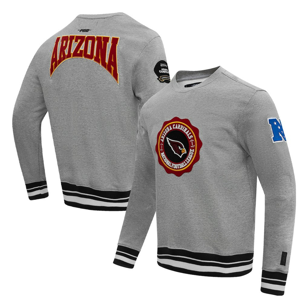 Arizona Cardinals Pro Standard Crest Emblem Pullover Sweatshirt Heather Gray