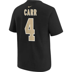Derek Carr New Orleans Saints Youth Player Name & Number T-Shirt Black