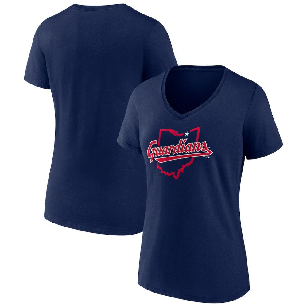 Cleveland Guardians Women's Hometown State Guard V-Neck T-Shirt - Navy T-shirts