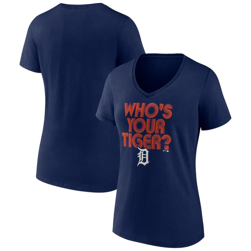 Detroit Tigers Women's Hometown Tiger Daddy V-Neck T-Shirt - Navy T-shirts
