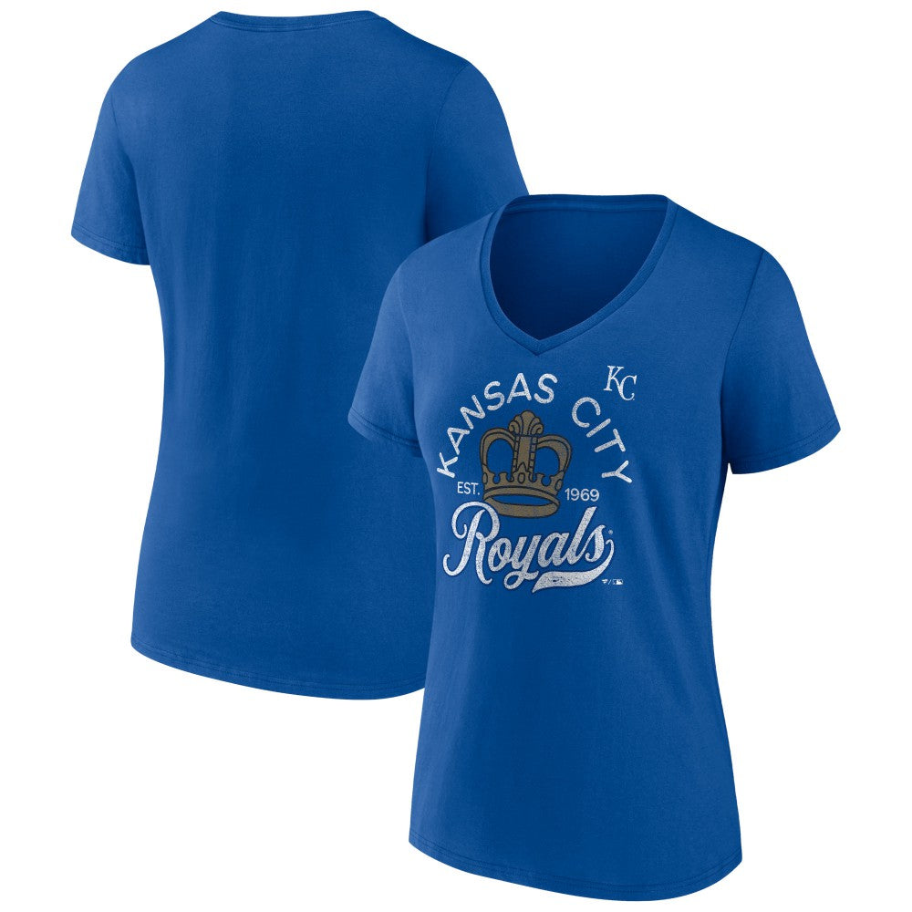 Kansas City Royals Women's Hometown Retro Crown V-Neck T-Shirt - Royal T-shirts