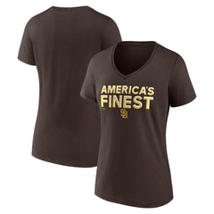 San Diego Padres Women's Hometown 619 Beisbol V-Neck T-Shirt - Brown T-shirts