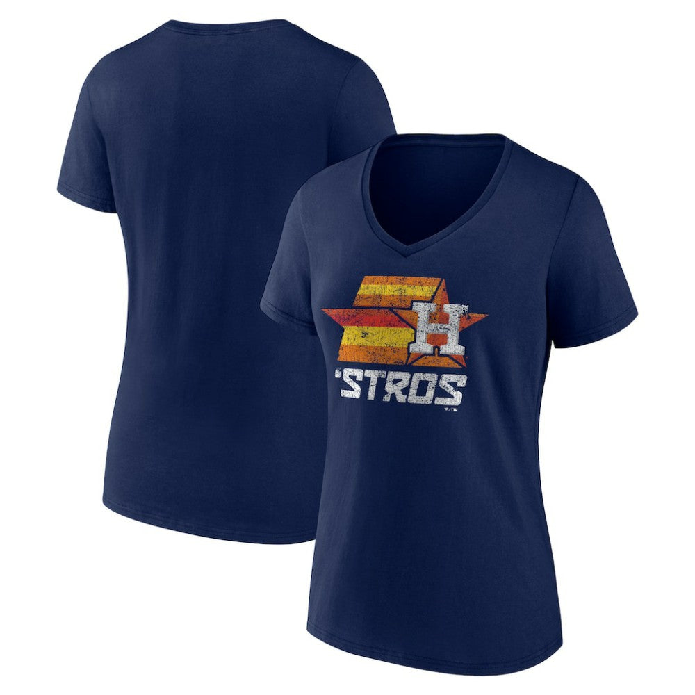 Houston Astros Women's Hometown Throwback Stros V-Neck T-Shirt - Navy T-shirts