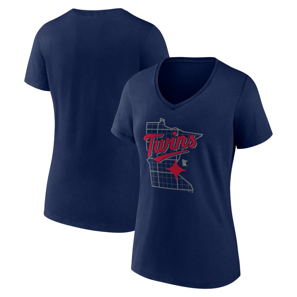 Minnesota Twins Women's Hometown Pride V-Neck T-Shirt - Navy T-shirts