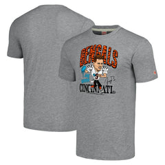 Joe Burrow Cincinnati Bengals Homage Unisex Caricature Player Tri-Blend T-Shirt Gray