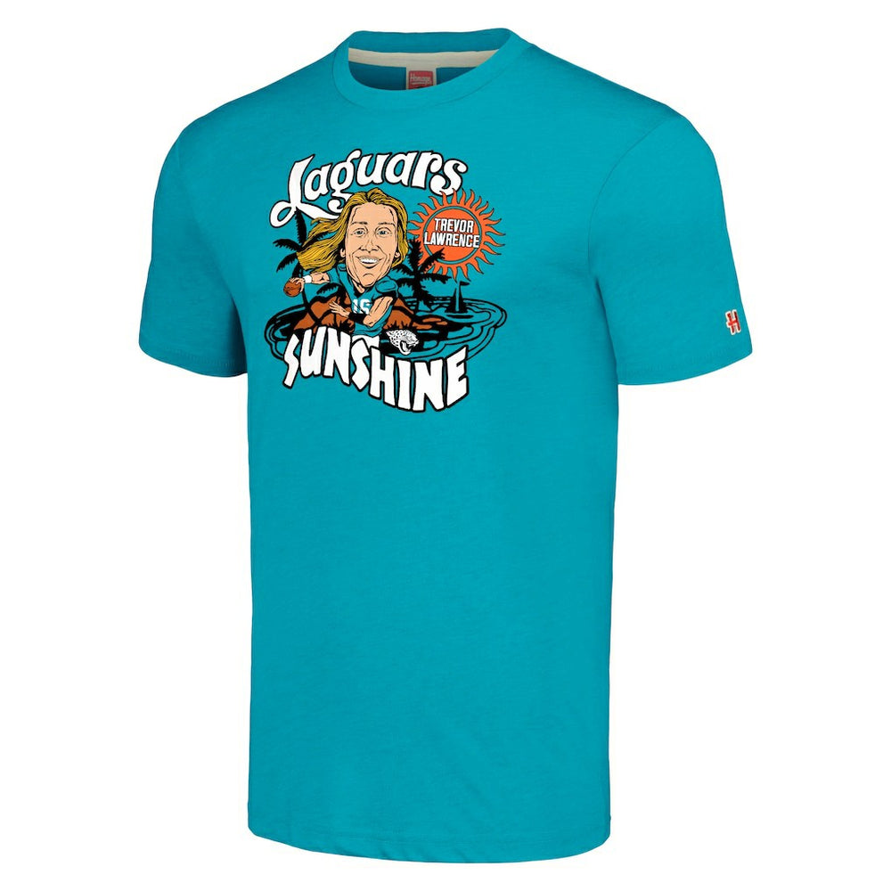 Trevor Lawrence Jacksonville Jaguars Homage Unisex Caricature Player Tri-Blend T-Shirt Teal