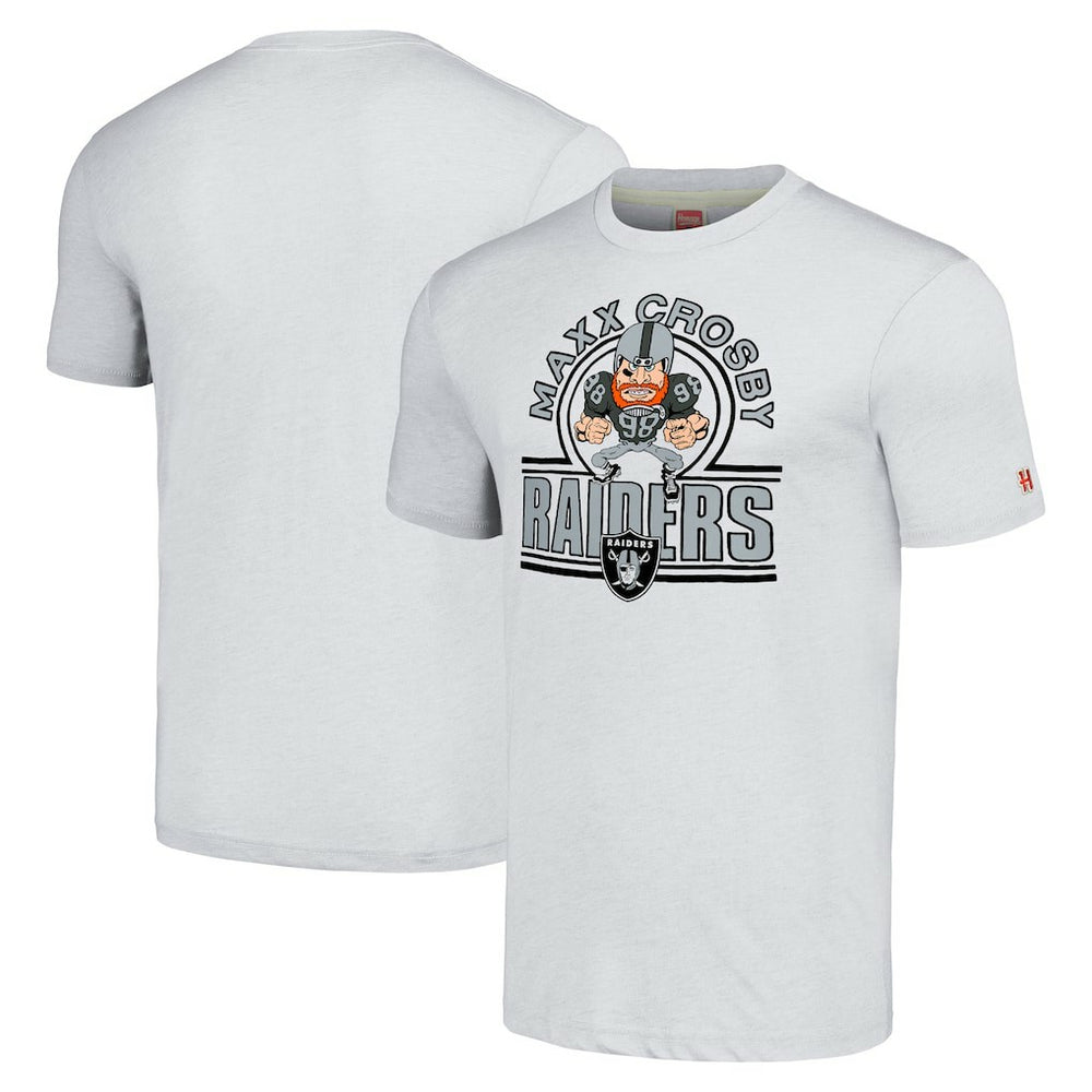 Maxx Crosby Las Vegas Raiders Homage Unisex Caricature Player Tri-Blend T-Shirt Ash