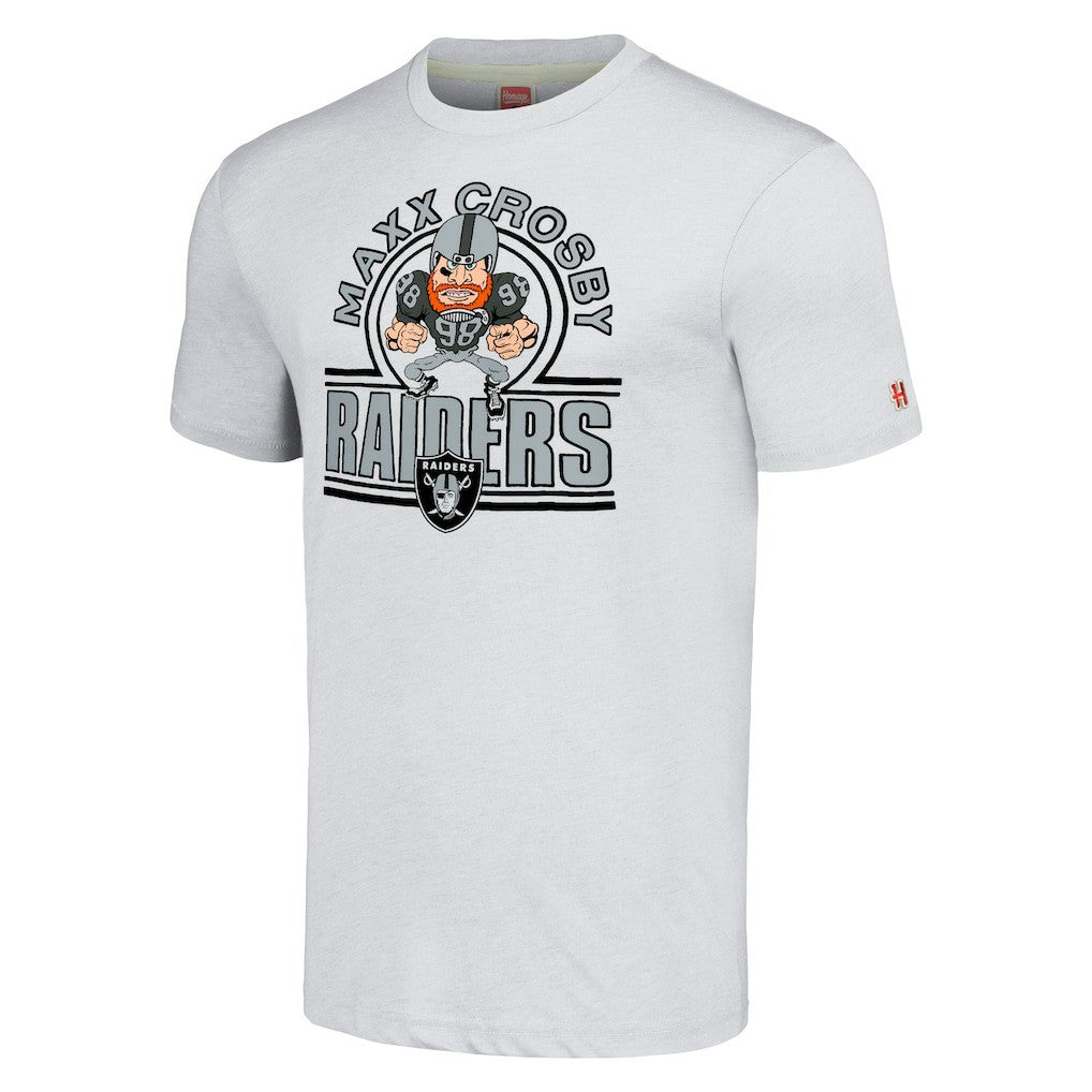 Maxx Crosby Las Vegas Raiders Homage Unisex Caricature Player Tri-Blend T-Shirt Ash