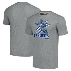 Barry Sanders Detroit Lions Homage Unisex Caricature Retired Player Tri-Blend T-Shirt Gray