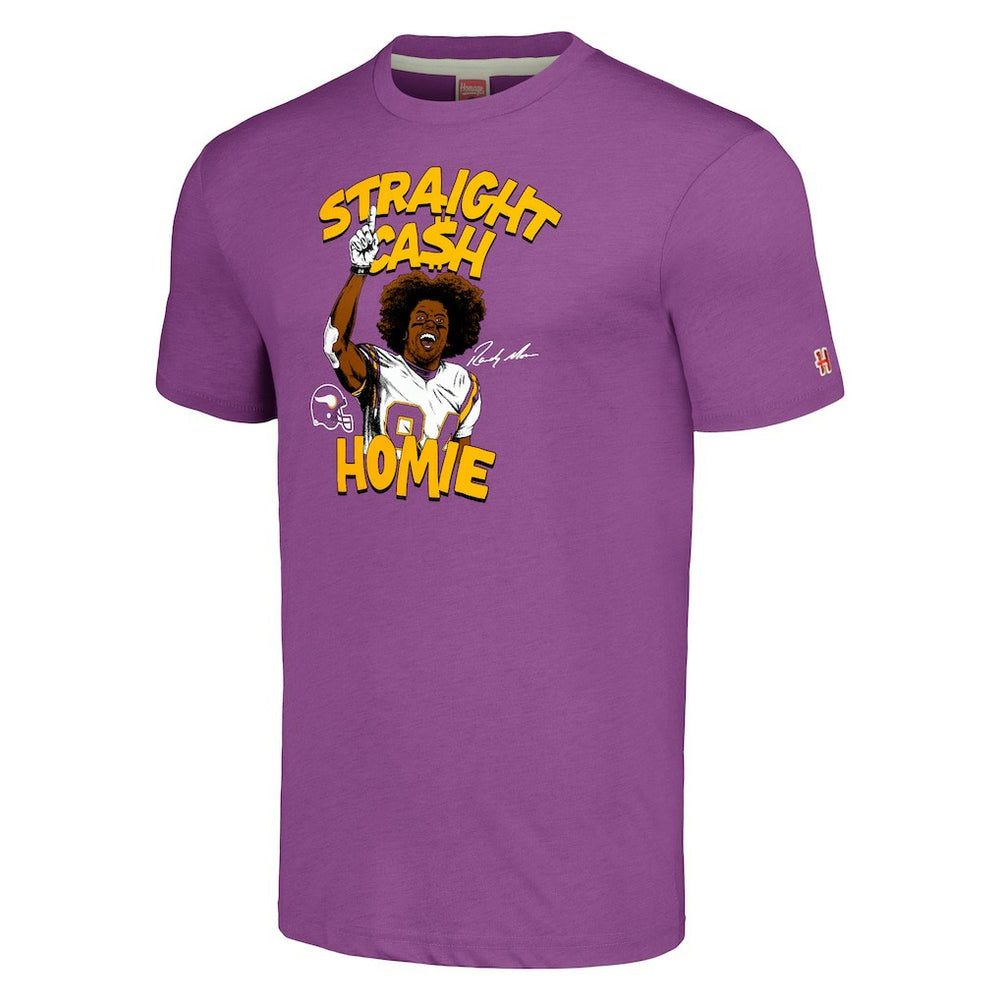 Randy Moss Minnesota Vikings Unisex Homage Caricature Retired Player Tri-Blend T-Shirt Heathered Purple