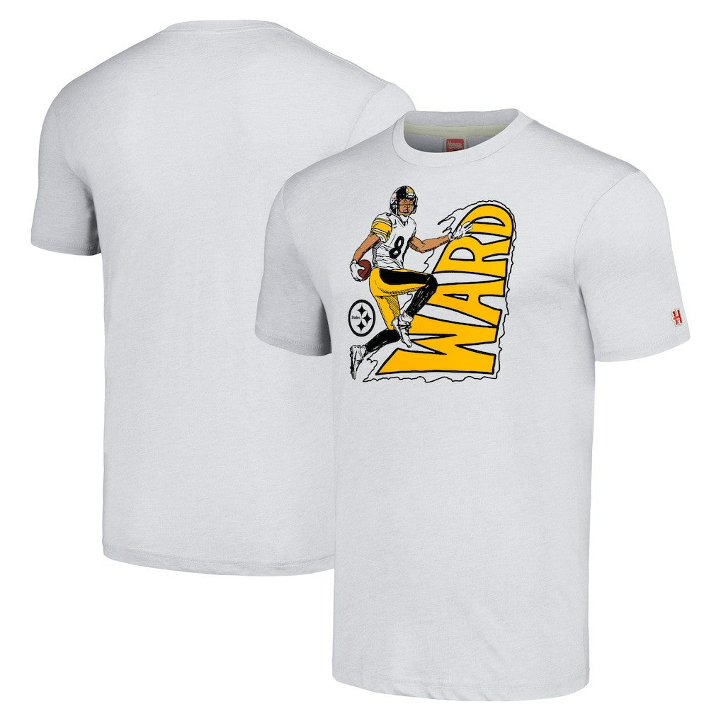Hines Ward Pittsburgh Steelers Homage Unisex Caricature Retired Player Tri-Blend T-Shirt Ash