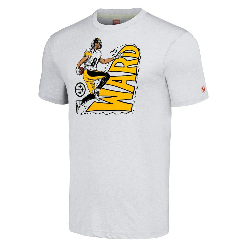 Hines Ward Pittsburgh Steelers Homage Unisex Caricature Retired Player Tri-Blend T-Shirt Ash