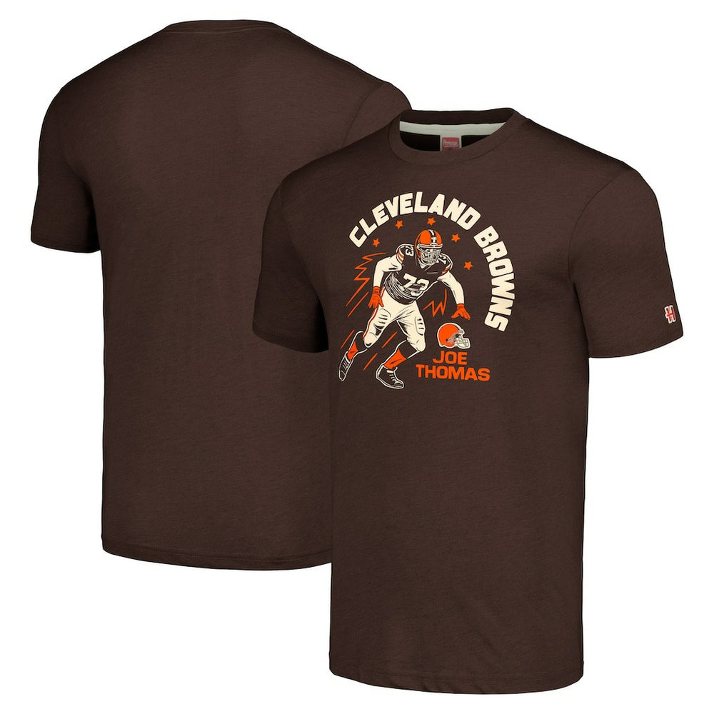 Joe Thomas Cleveland Browns Homage Unisex Caricature Retired Player Tri-Blend T-Shirt Brown