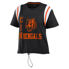Cincinnati Bengals WEAR by Erin Andrews Women's Cinched Colorblock T-Shirt Black