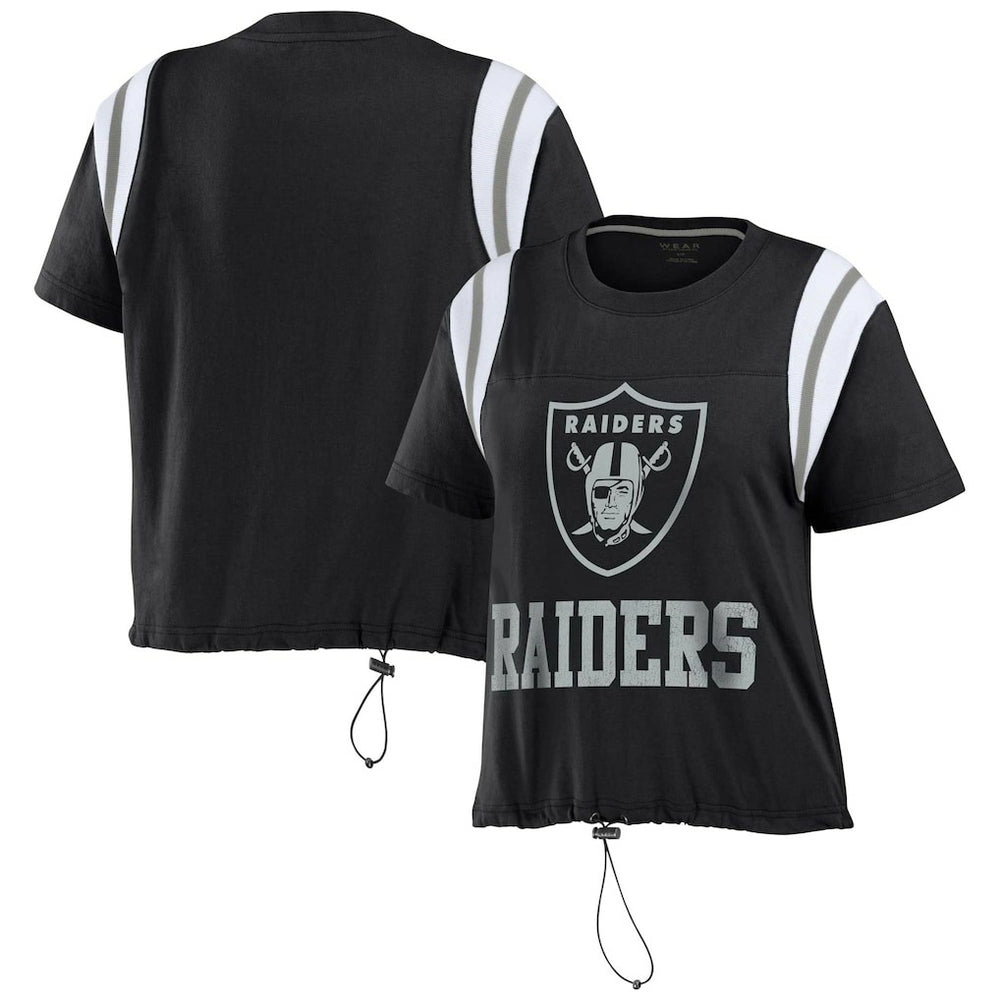 Las Vegas Raiders WEAR by Erin Andrews Women's Cinched Colorblock T-Shirt Black