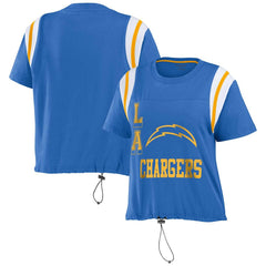 Los Angeles Chargers WEAR by Erin Andrews Women's Cinched Colorblock T-Shirt Powder Blue