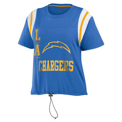 Los Angeles Chargers WEAR by Erin Andrews Women's Cinched Colorblock T-Shirt Powder Blue