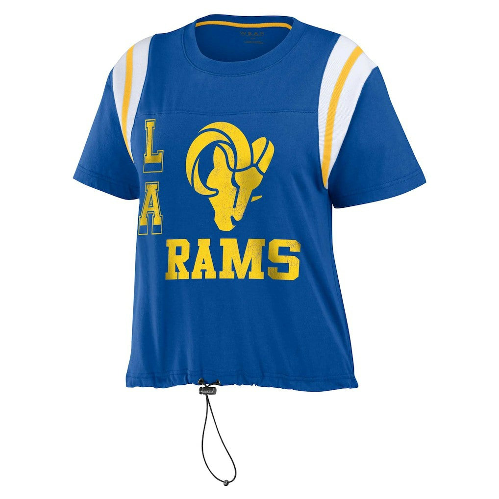 Los Angeles Rams WEAR by Erin Andrews Women's Cinched Colorblock T-Shirt Royal