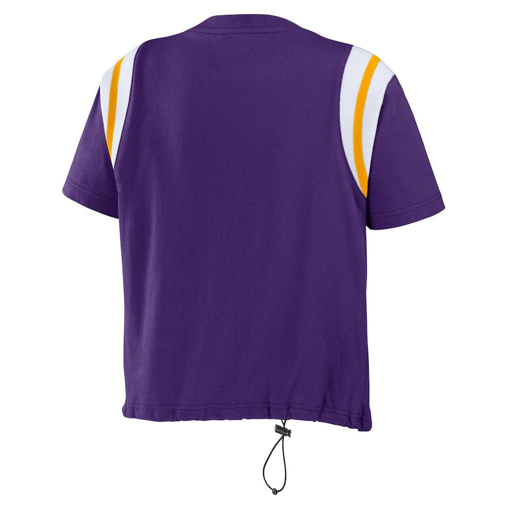 Minnesota Vikings WEAR by Erin Andrews Women's Cinched Colorblock T-Shirt Purple